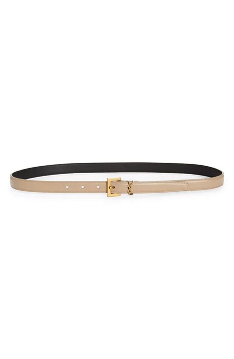 Ysl Cintura Leather Belt In Dark Beige 